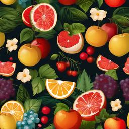 Art clipart - still life arrangement of fruits and flowers  