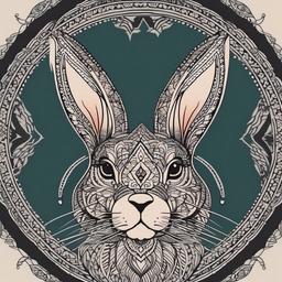 mandala rabbit tattoo  minimalist color tattoo, vector