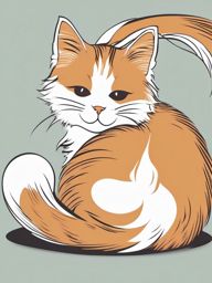 Cat Clipart - A playful cat with a fluffy tail.  color clipart, minimalist, vector art, 