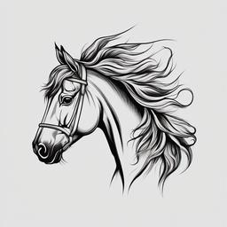 Free Horse Tattoo - Symbolize freedom and untamed spirit with a free horse tattoo, featuring designs that capture the wild and liberated nature of these magnificent creatures.  simple tattoo,minimalist,white background