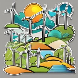 Wind Turbines sticker- Sustainable Energy Fields, , color sticker vector art