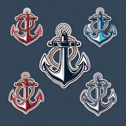 Anchor and Rope Knot Sticker - Nautical anchor with a intricately tied rope knot, ,vector color sticker art,minimal