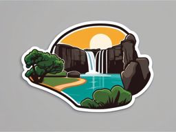 Chapada Diamantina National Park sticker- Brazilian national park with caves and waterfalls, , sticker vector art, minimalist design