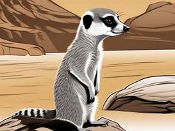 Meerkat Cartoon - Cartoon of meerkat standing on alert  