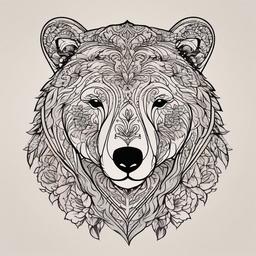 feminine bear tattoo  simple vector color tattoo