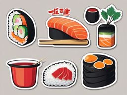 Sushi Sticker - Japanese cuisine, ,vector color sticker art,minimal