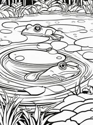 Frog Coloring Pages - Frog making a splash in a pond  simple coloring pages