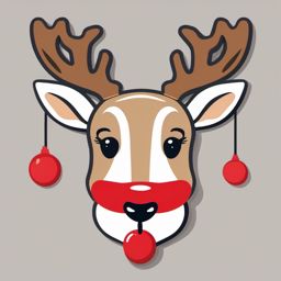 Rudolph clipart, The lovable reindeer with a bright red nose.  simple, 2d flat