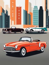 Convertible Car Clipart - A convertible car cruising with the top down.  transport, color vector clipart, minimal style