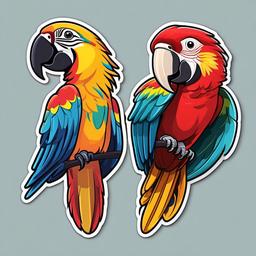 Macaw cartoon - colorful, chatty parrot  cartoon sticker style