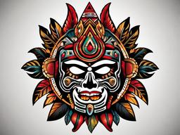 chicano aztec tattoos  simple vector color tattoo