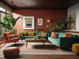 Vintage Mid-Century Modern - Capture the mid-century modern charm with retro furniture and decor. , living room decor ideas, multicoloured, photo realistic, hyper detail, high resolution,