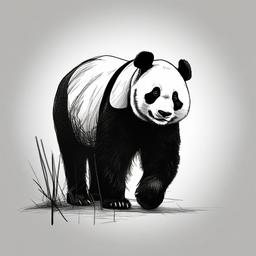 sketch of a panda  minimal rough sketch scribbles,doodles,black and white