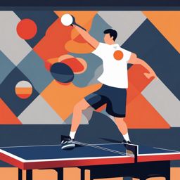 Ping Pong Clipart - A table tennis player engaged in a rally.  color vector clipart, minimal style