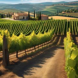 Tuscan Vineyard Landscape - Transport your garden to the beauty of a Tuscan vineyard. multicoloured, photo realistic, hyper detail, high resolution