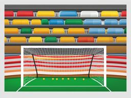 soccer ball clipart: scoring a goal in a crowded stadium. 