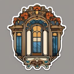 Art Nouveau Townhouse Sticker - Convey the artistic elegance of the Art Nouveau movement with this ornate sticker, , sticker vector art, minimalist design