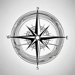 Compass Tattoo Simple - Simplified and straightforward compass design.  simple vector tattoo,minimalist,white background