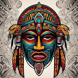 aztec mask tattoo  simple vector color tattoo
