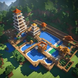 floating amusement park with gravity-defying rides and attractions - minecraft house design ideas minecraft block style