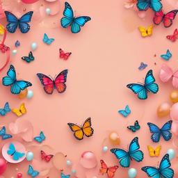 Birthday Background Wallpaper - butterfly theme backdrop  