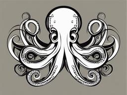 Tribal Octopus - Infuse tribal aesthetics into your tattoo with a design featuring a tribal-inspired octopus.  simple vector color tattoo,minimal,white background