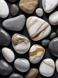 Marble in the appearance of river rocks with a sleek, wet look top view, product photoshoot realistic background, hyper detail, high resolution