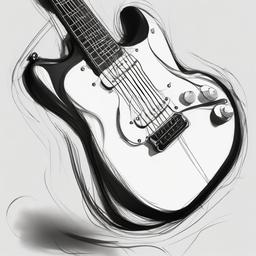 pencil sketch of guitar  minimal rough sketch scribbles,doodles,black and white