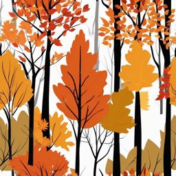 Fall Colors clipart - Brilliant fall foliage in the woods, ,vector color clipart,minimal