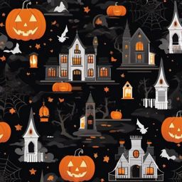 Aesthetic Halloween Wallpaper - Spooky Halloween Night with Haunted Attractions wallpaper, abstract art style, patterns, intricate