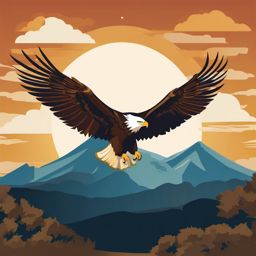 Eagle clipart - Majestic bird of prey soaring in the sky, ,color clipart vector style