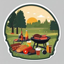 Labor Day sticker- BBQ Picnic in the Park, , sticker vector art, minimalist design