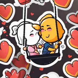 Couple on a Swing Emoji Sticker - Swinging together in the dance of love, , sticker vector art, minimalist design