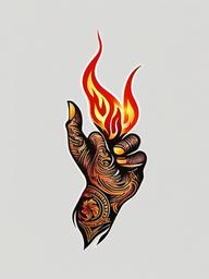 hand with fire tattoo  simple color tattoo,white background