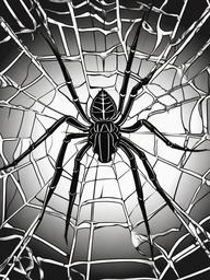 Horror Coloring Pages - Spider crawling down a dark web  simple coloring pages