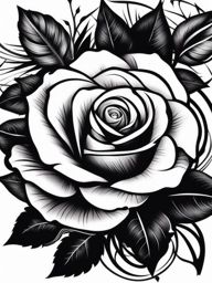 Black rose tattoo, Striking and bold tattoos featuring black roses. colors, tattoo patterns, clean white background