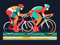 Track Cycling Finish Line Clipart - Track cyclists racing toward the finish line with determination.  color vector clipart, minimal style