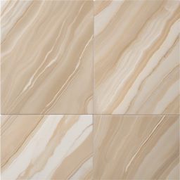 Porcelain tiles resembling Sahara Beige marble with a lustrous finish top view, product photoshoot realistic background, hyper detail, high resolution