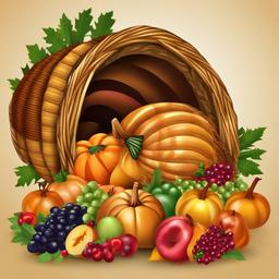 Happy Thanksgiving clipart - Thanksgiving cornucopia filled with fruits  