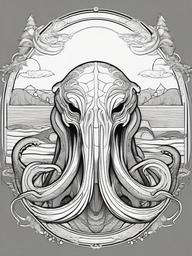 Kraken Coloring Pages - Giant Sea Monster of Norse Myth  minimal black outline printable sheet, coloring page