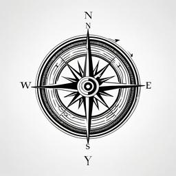 Moral Compass Tattoo - Compass tattoo symbolizing one's moral values.  simple vector tattoo,minimalist,white background