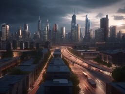 Urban Landscape - A bustling urban landscape with a city skyline and traffic  8k, hyper realistic, cinematic