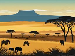 The Serengeti clipart - Vast savanna in Tanzania, East Africa, ,color clipart vector style