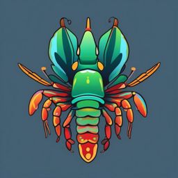 Powerful Mantis Shrimp Clip Art - A powerful mantis shrimp with striking colors,  color vector clipart, minimal style