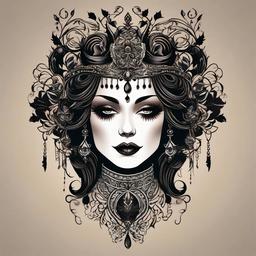victorian gothic tattoo  simple vector color tattoo