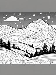 Snowstorm Coloring Pages - Whirling Snow and Windy Winter Scenes  minimal black outline printable sheet, coloring page