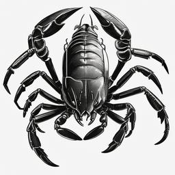 drawing of a scorpion with its pincers raised  minimal rough sketch scribbles,doodles,black and white