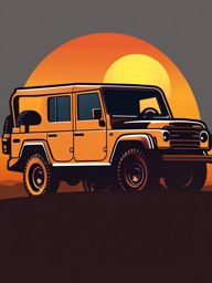 Safari Jeep in Savannah Sunset Emoji Sticker - African expedition under a setting sun, , sticker vector art, minimalist design