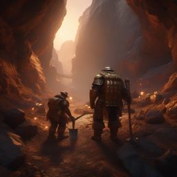 Xorn's Baby Digging with a Miner Dwarf detailed matte painting, deep color, fantastical, intricate detail, splash screen, complementary colors, fantasy concept art, 8k resolution trending on artstation unreal engine 5