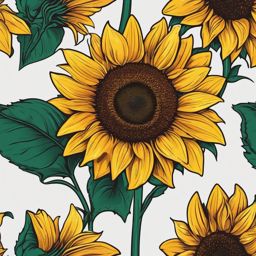 Sunflower Sticker - Blooming sunflower, ,vector color sticker art,minimal